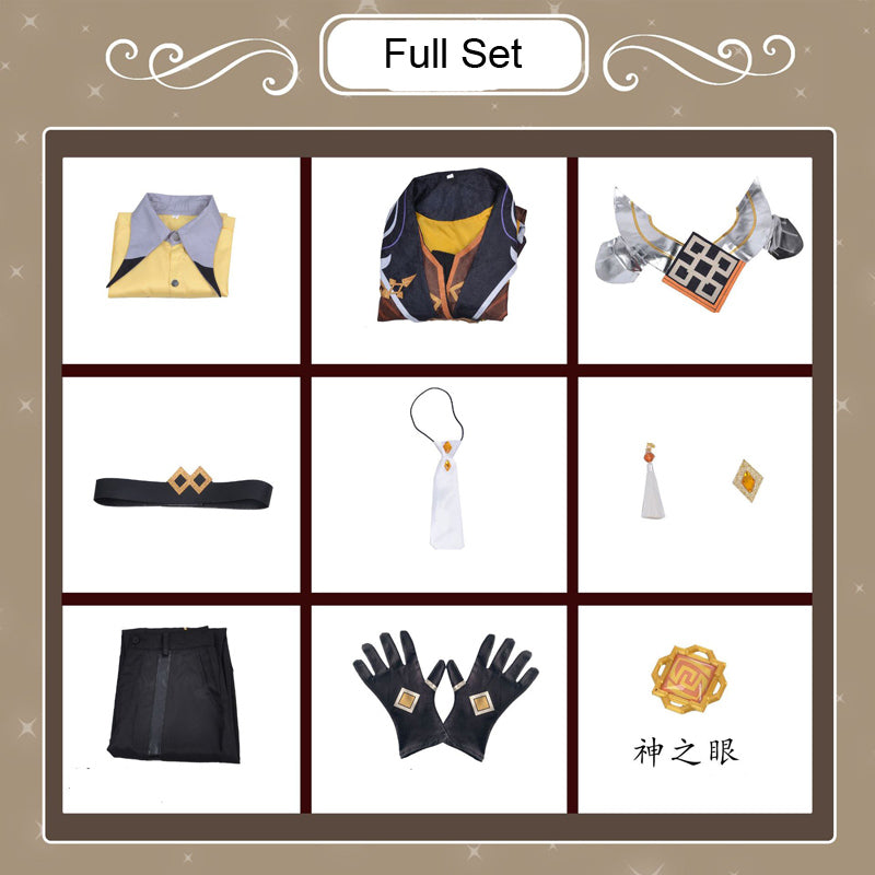 Genshin Impact Zhongli Cosplay Costume+Wigs+Shoes Whole Set Halloween Carnival Costume