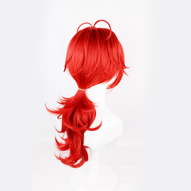 Genshin Impact Diluc Cosplay Wigs Red Long Wigs