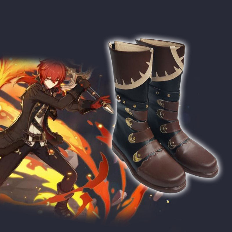 Genshin Impact Diluc Halloween Cosplay Boots Cosplay Accessories Shoes