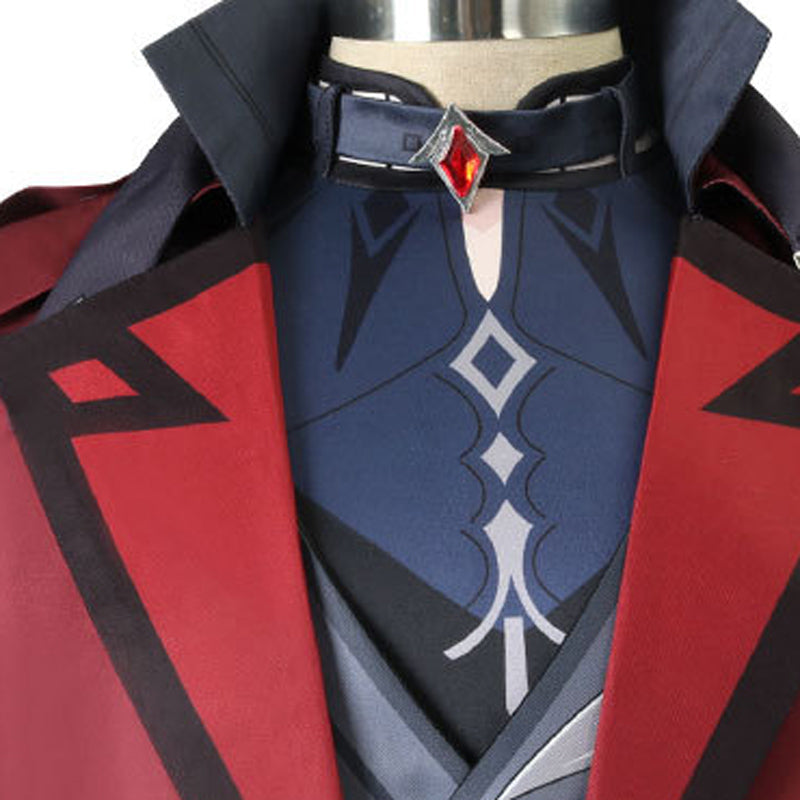 Genshin Impact Diluc Skin Costume Red Dead of Night Costume With Wigs Set