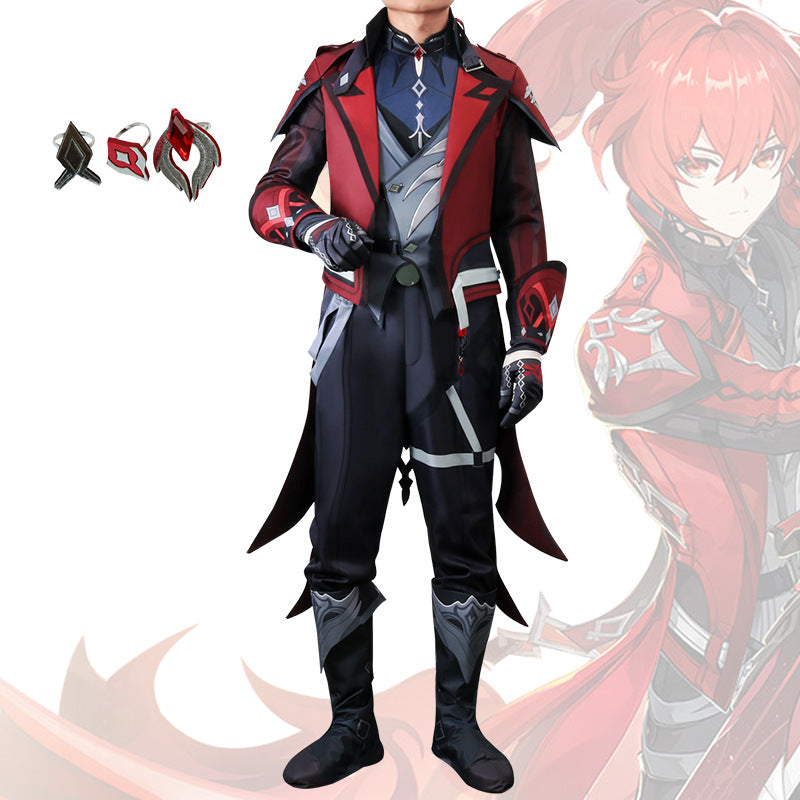 Genshin Impact Diluc Skin Costume Red Dead of Night Cosplay Costume Outfit