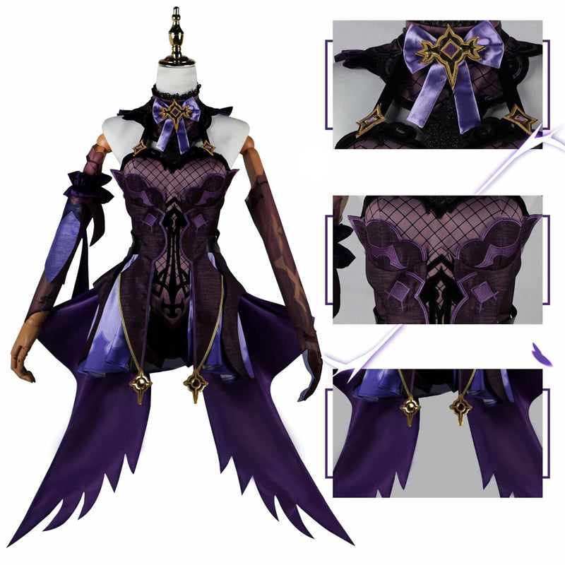 Genshin Impact Fischl von Luftschloss Narfidort Full Set Costume Dress With Wigs and Boots Halloween Cosplay Costume Set
