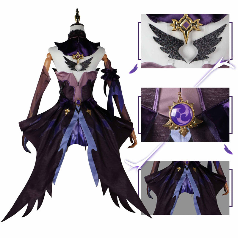 Genshin Impact Fischl von Luftschloss Narfidort Full Set Costume Dress With Wigs and Boots Halloween Cosplay Costume Set