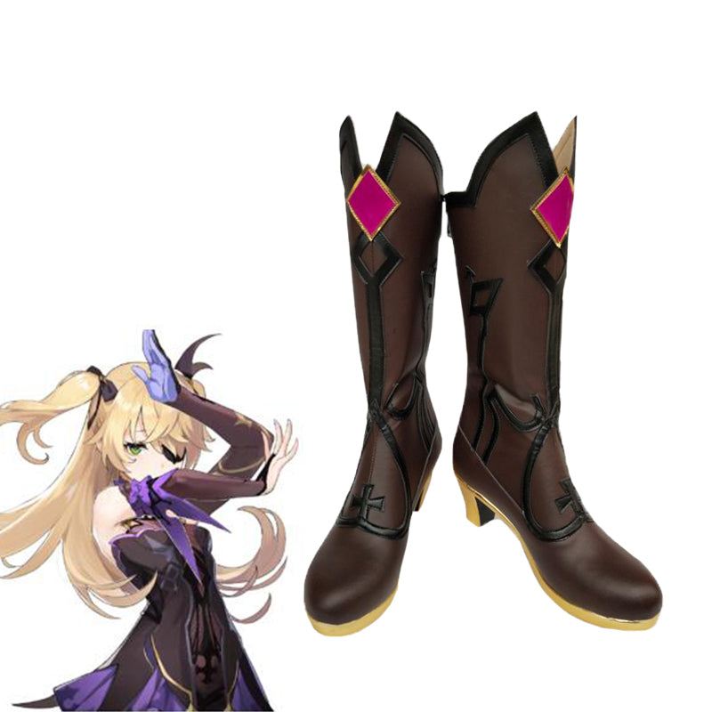 Genshin Impact Fischl von Luftschloss Narfidort Costume Shoes PU Leather Customized Cosplay Boots