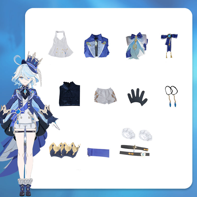 Genshin Impact God of Justice Focalors Cosplay Costume Full Set Halloween Costume Suit