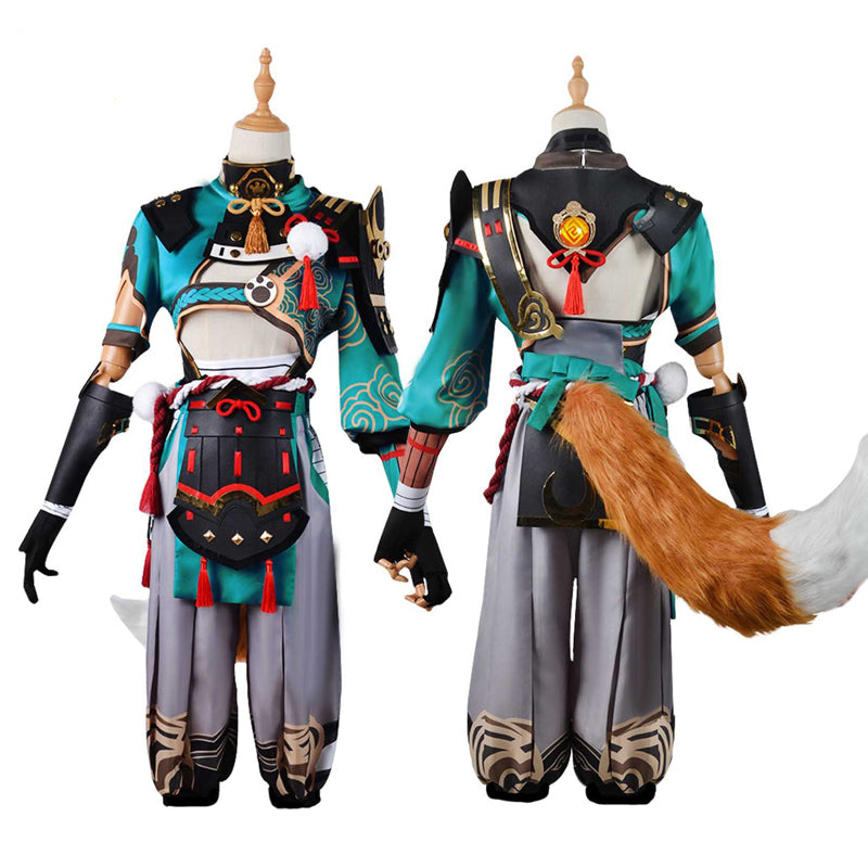 Genshin Impact Gorou Full Set Cosplay Costume+Wigs+Boots+Tail Halloween Costume Outfit Set