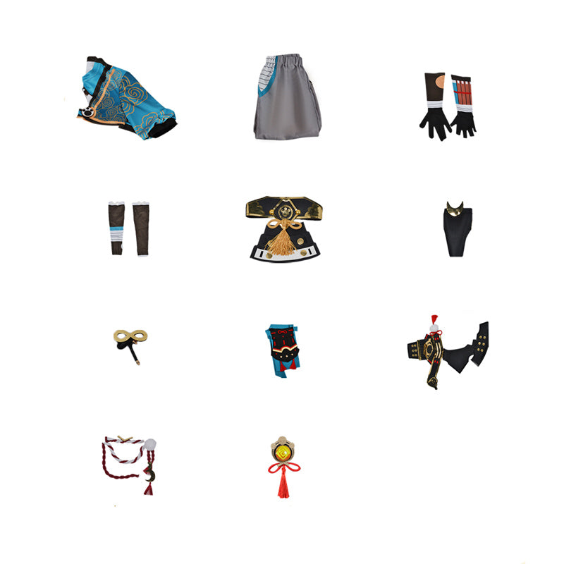 Genshin Impact Gorou Full Set Cosplay Costume+Wigs+Boots+Tail Halloween Costume Outfit Set
