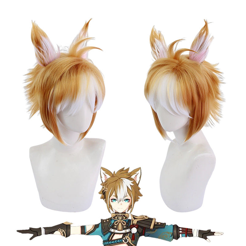 Genshin Impact Gorou Cosplay Wigs Halloween Cosplay Accessories