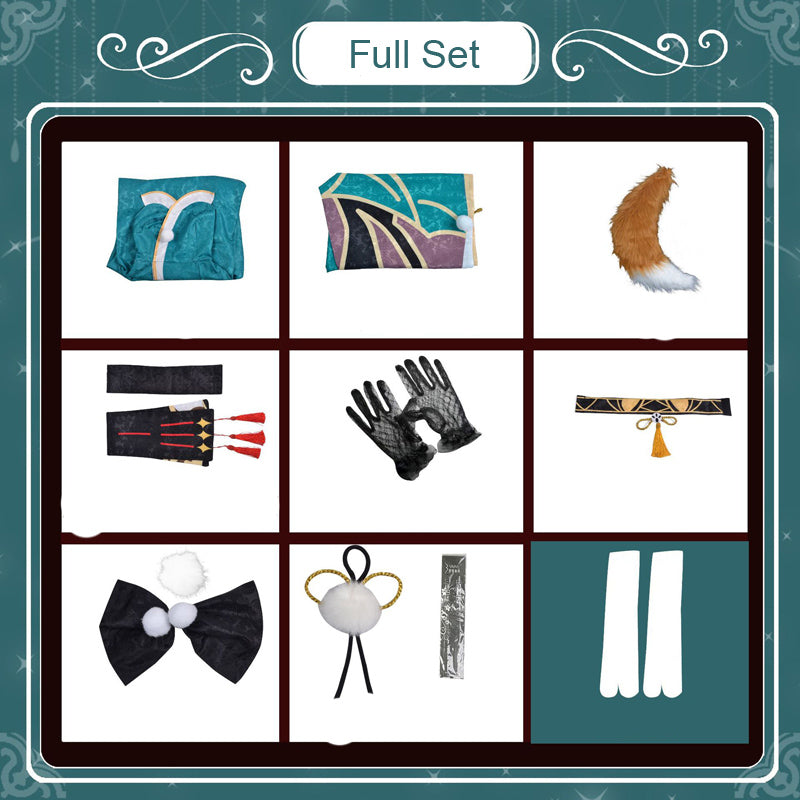 Genshin Impact Gorou Ms. Hina Costume With Tail Set Female Costume Dress Halloween Carnival Outfit