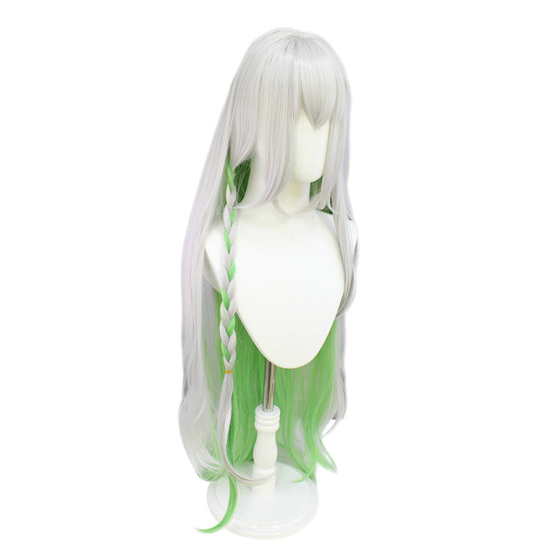 Genshin Impact Greater Lord Rukkhadevata Cosplay Wigs Long Green and Silver Wigs