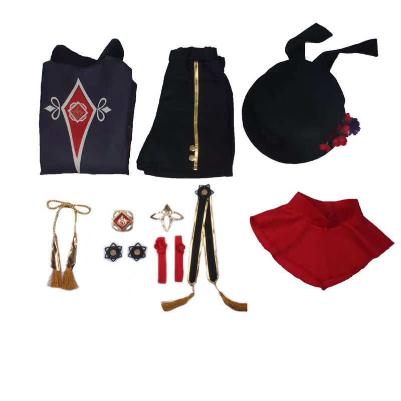 Genshin Impact Hu Tao Whole Set Cosplay Costume With Wigs Halloween Party Cosplay Outfit