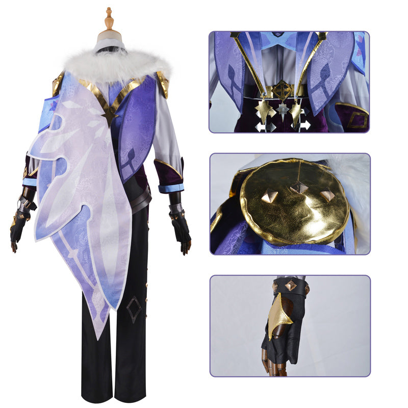 Genshin Impact Cosplay Kaeya Whole Set Costume With Wigs and Costume Shoes Halloween Costume Set