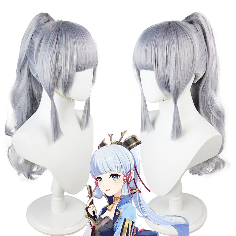 Genshin Impact Kamisato Ayaka Cosplay Wigs Unisex Long Silver Wigs
