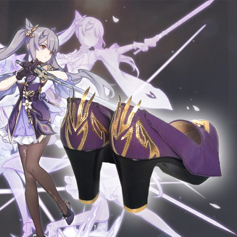 Genshin Impact Keqing Cosplay Shoes Halloween Cosplay Accessories