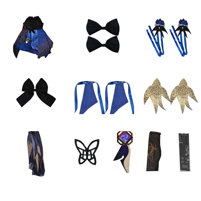 Genshin Impact Keqing Skin Opulent Splendor Whole Set Costume With Wigs and Shoes Halloween Costume Set
