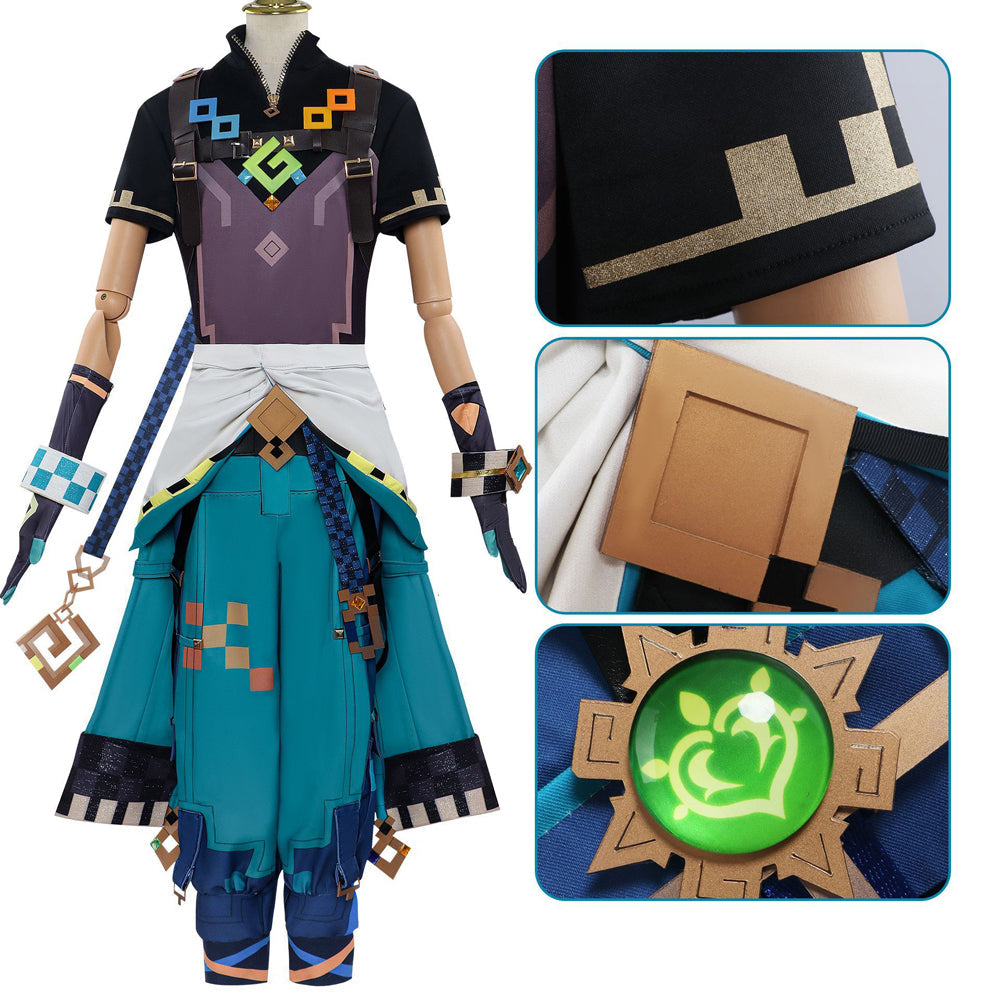 Genshin Impact Kinich Costume +Wigs+Boots Whole Set Halloween Cosplay Outfit