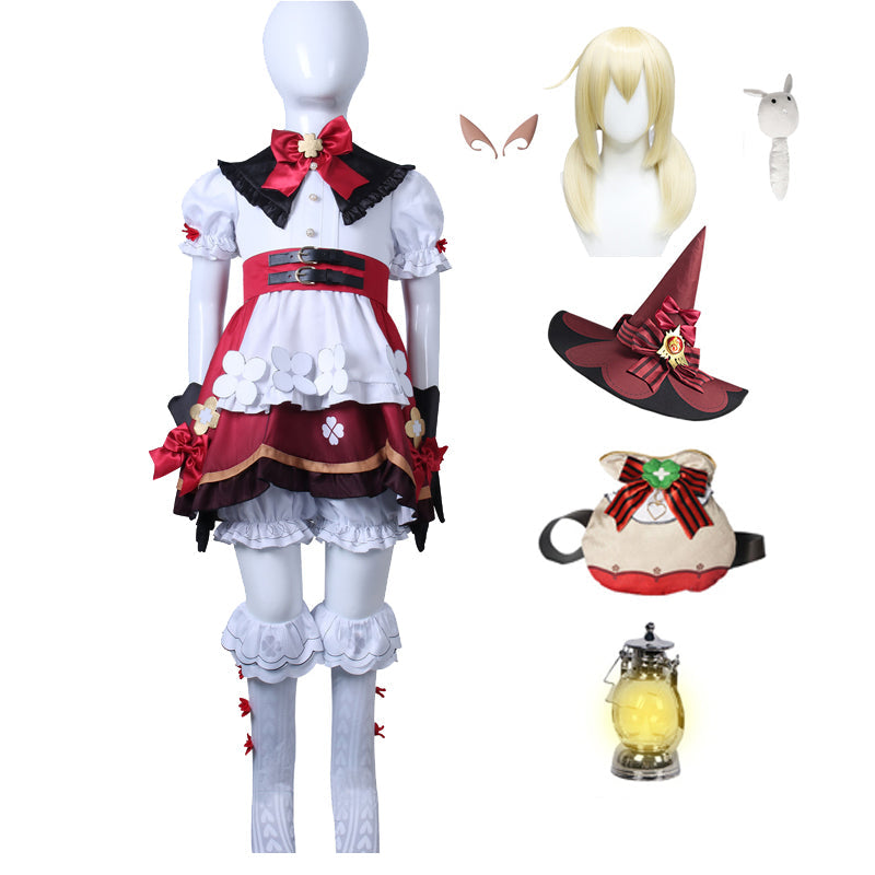 Genshin Impact Klee Kids Costume New Skin Blossoming Starlight Child Girls Costume Halloween Witch Klee Cosplay Outfit