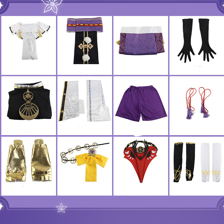 Genshin Impact Kujou Sara Whole Set Costume With Wigs and Cosplay Shoes Halloween Cosplay Outfit Set