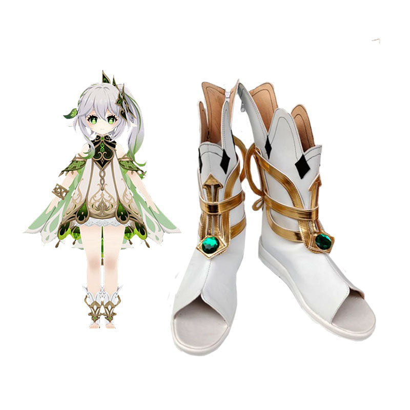 Genshin Impact Lesser Lord Kusanali Nahida Whole Set Cosplay Costume Dress With Wigs and Cosplay Shoes