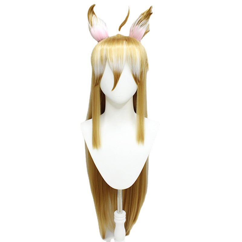 Genshin Impact Miss Hina Gorou Cosplay Wigs Long Female Wigs With Ear