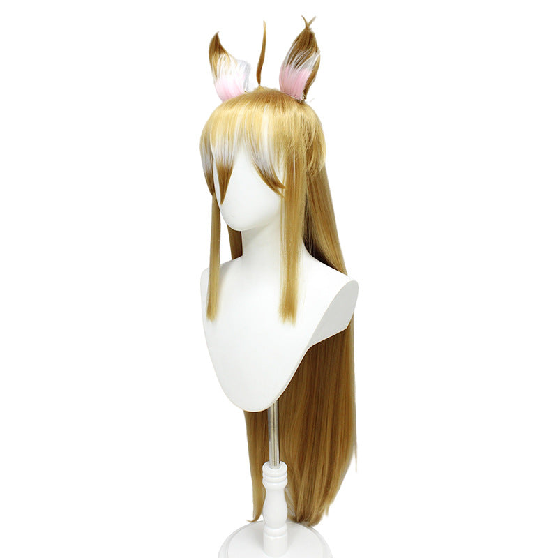 Genshin Impact Miss Hina Gorou Cosplay Wigs Long Female Wigs With Ear