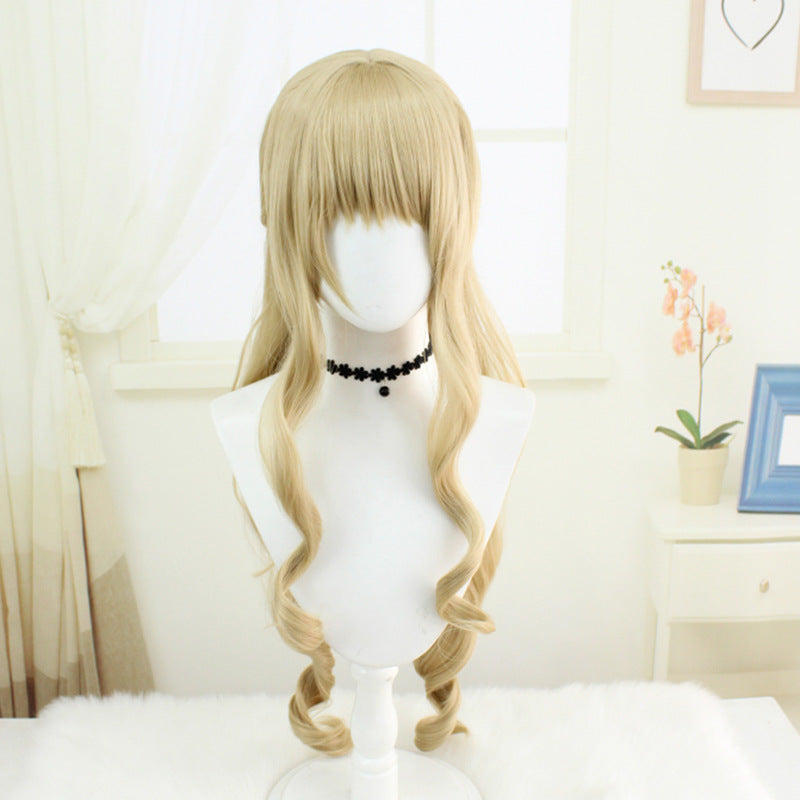 Genshin Impact Navia Caspar Costume Wigs Golden Long Wigs Halloween Cosplay Accessories