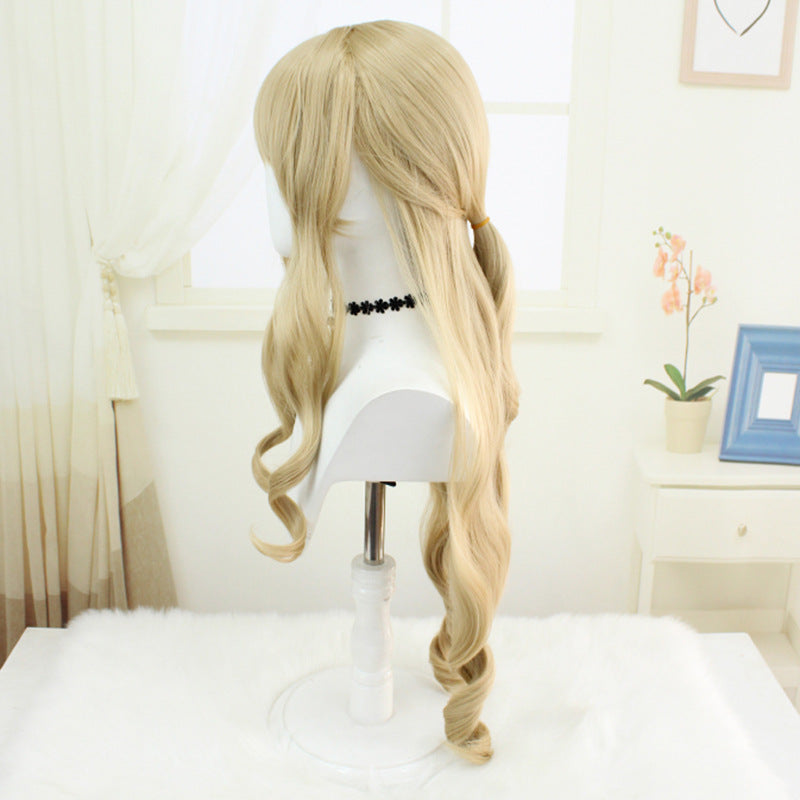 Genshin Impact Navia Caspar Costume Wigs Golden Long Wigs Halloween Cosplay Accessories