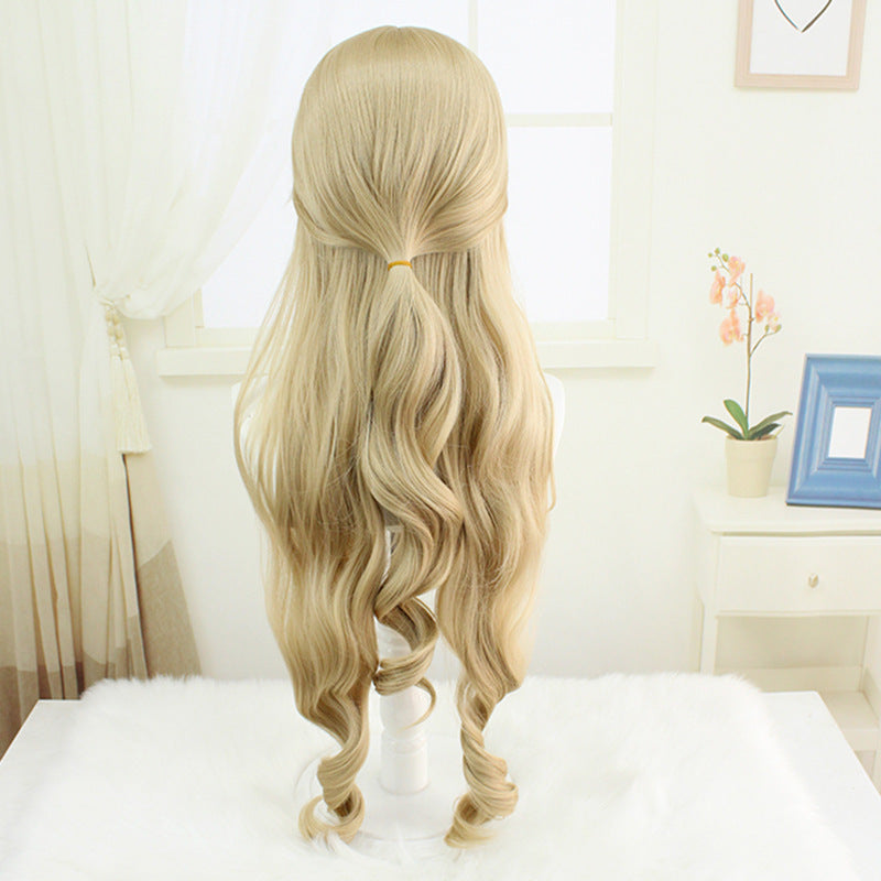 Genshin Impact Navia Caspar Costume Wigs Golden Long Wigs Halloween Cosplay Accessories
