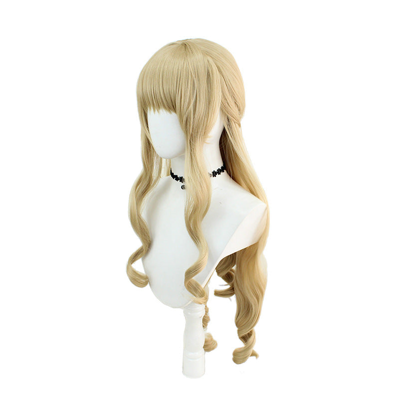 Genshin Impact Navia Caspar Costume Wigs Golden Long Wigs Halloween Cosplay Accessories