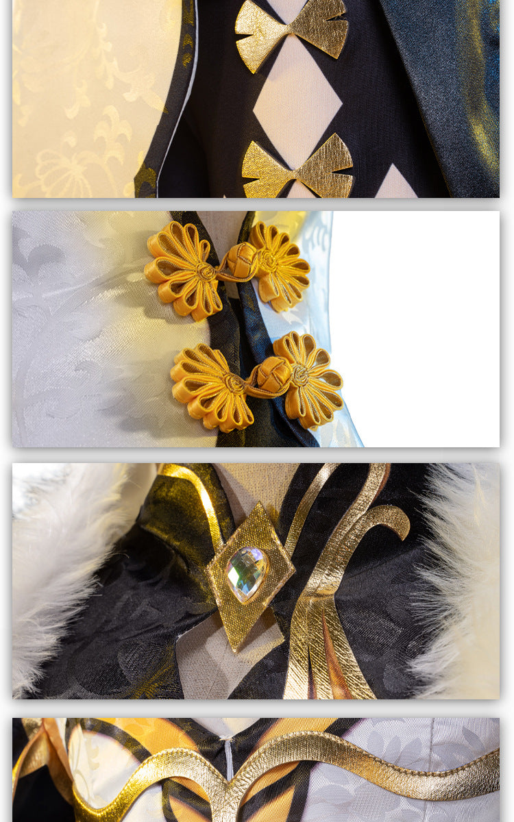 Genshin Impact Ningguang Full Set Cosplay Costume Dress With Wigs Halloween Cosplay Outfit Set