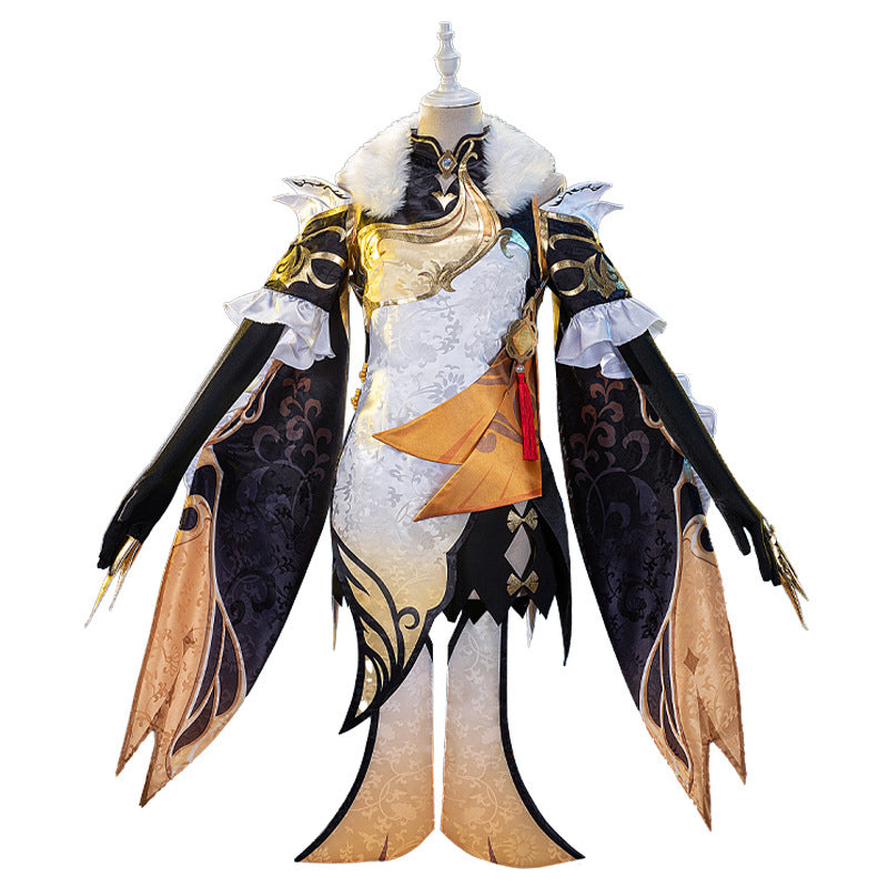 Genshin Impact Ningguang Full Set Cosplay Costume Dress With Wigs Halloween Cosplay Outfit Set