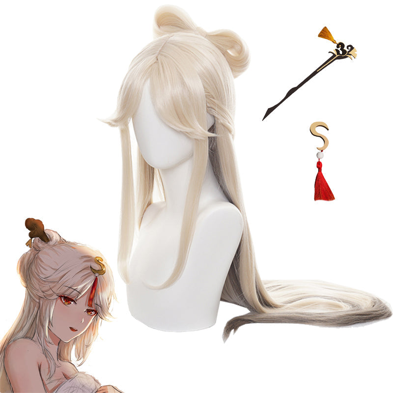 Genshin Impact Ningguang Full Set Cosplay Costume Dress With Wigs Halloween Cosplay Outfit Set