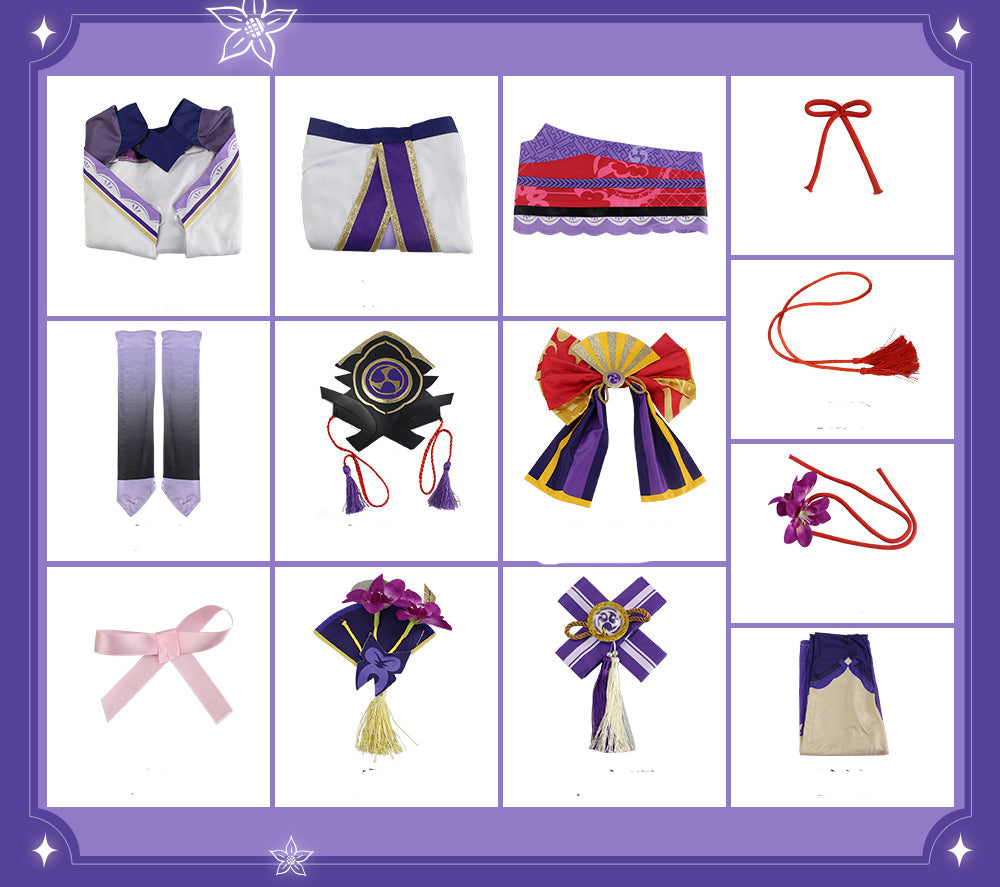 Genshin Impact Raiden Shogun Raiden Ei Full Set Costume With Wigs Halloween Carnival Costume Set