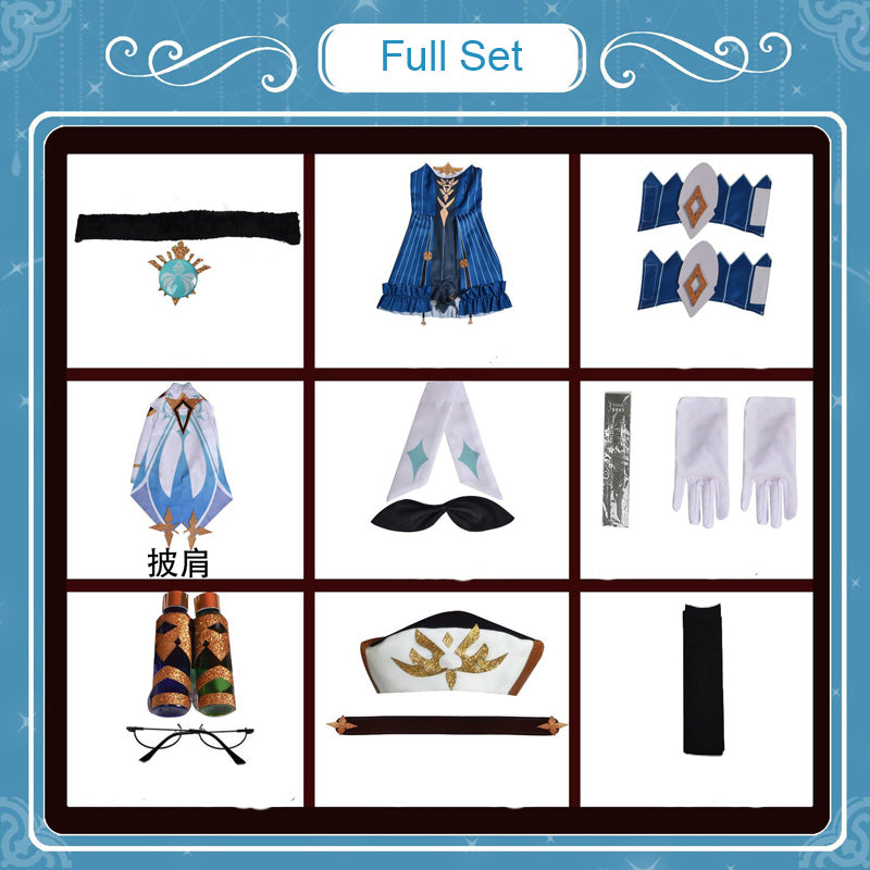 Genshin Impact Sucrose Whole Set Costume+Wigs+Boots Halloween Carnival Sucrose Costume Set