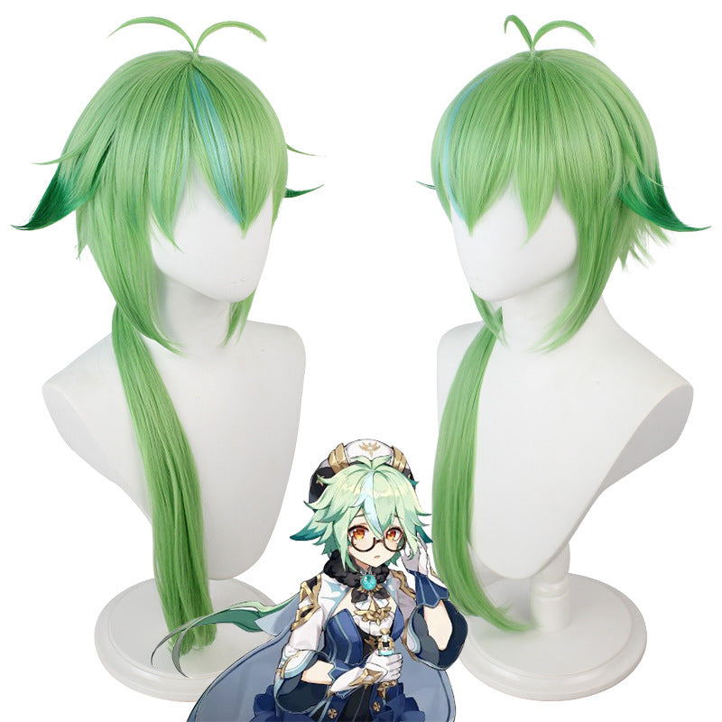 Genshin Impact Sucrose Cosplay Wigs Green Long Wigs Costume Accessories
