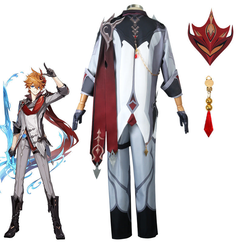 Genshin Impact Tartaglia Childe Full Set Costume With Wigs Halloween Party Cosplay
