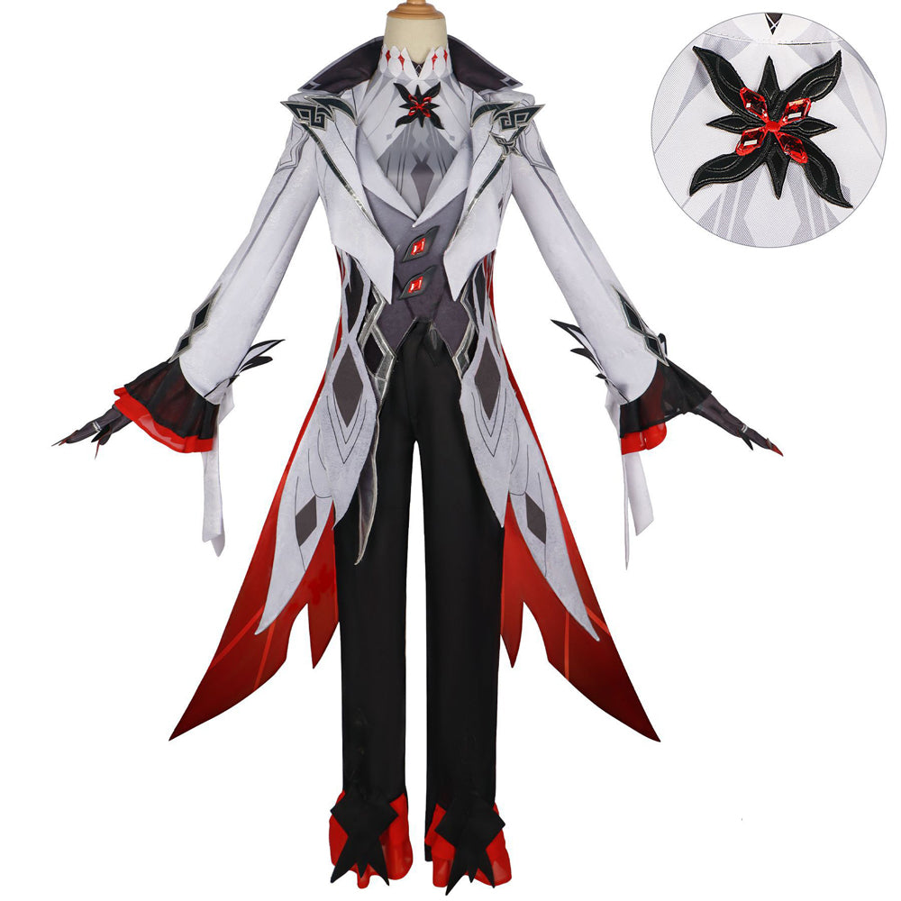 Genshin Impact The Knave Arlecchino Whole Set Costume With Wigs and Boots Halloween Carnival Cosplay Outfit