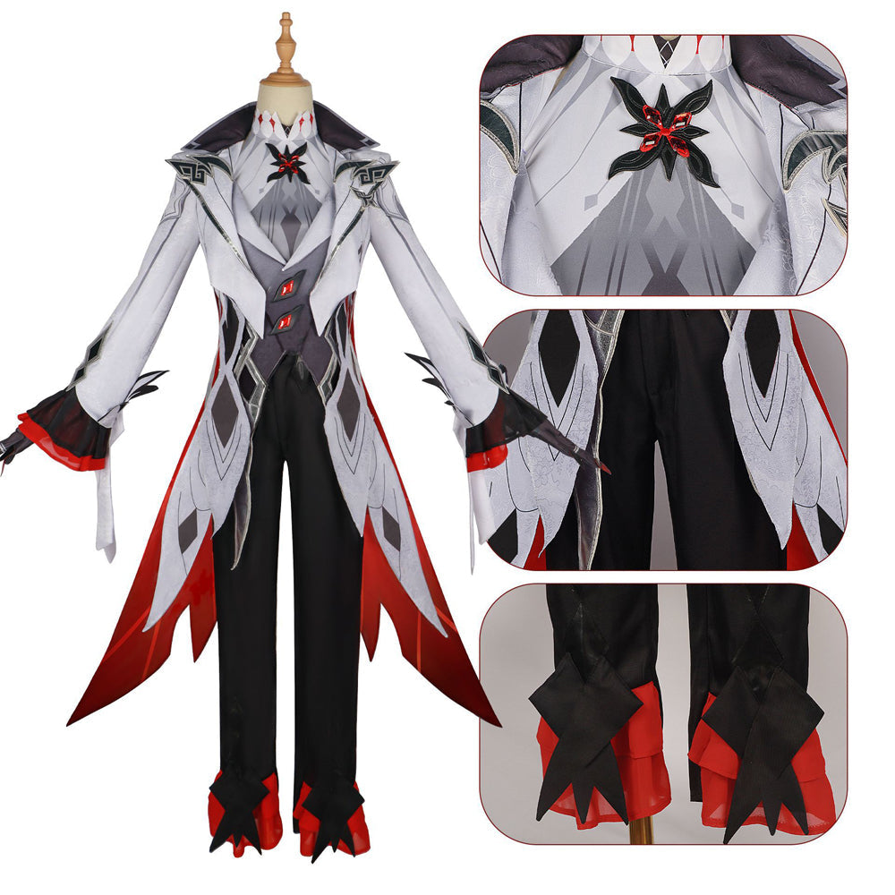 Genshin Impact The Knave Arlecchino Whole Set Costume With Wigs and Boots Halloween Carnival Cosplay Outfit