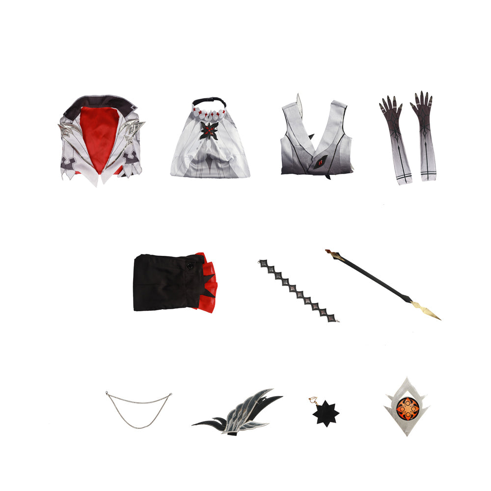 Genshin Impact The Knave Arlecchino Whole Set Costume With Wigs and Boots Halloween Carnival Cosplay Outfit