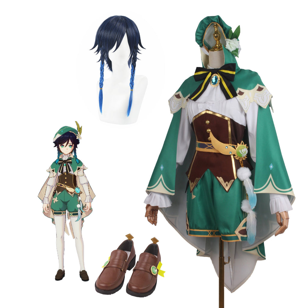 Genshin Impact Venti Full Set Cosplay Costume Halloween Carnival Party Cosplay Costume Outfit