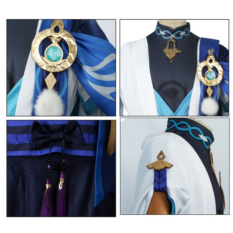 Genshin Impact Wanderer Cosplay Costume+Hat+Wigs+Clogs Full Set Halloween Costume