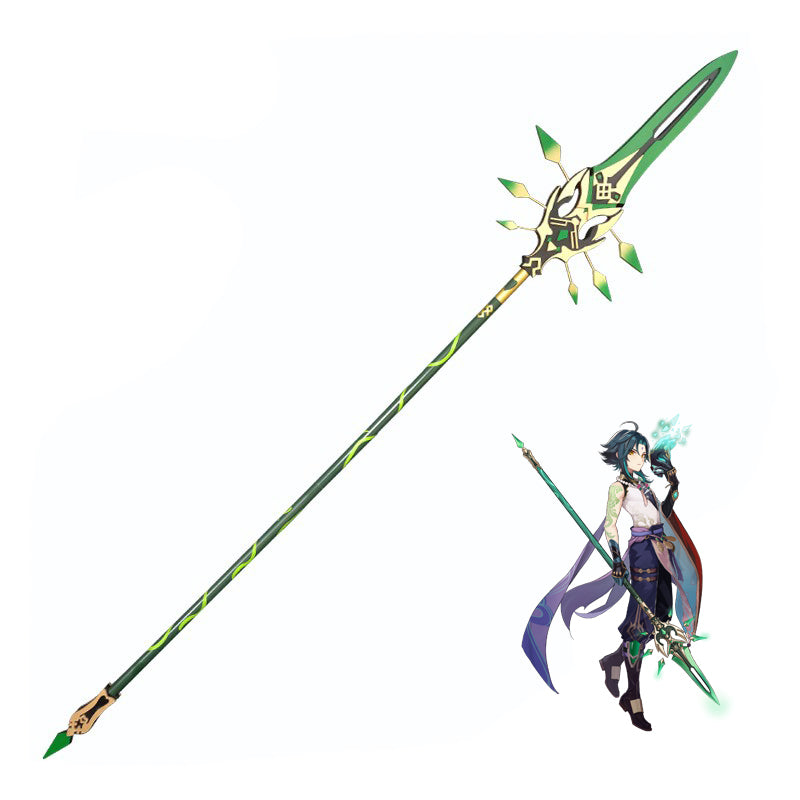 Genshin Impact Xiao Cosplay Polearm Weapon Props Primordial Jade Winged-Spear Polearm Costume Accessories