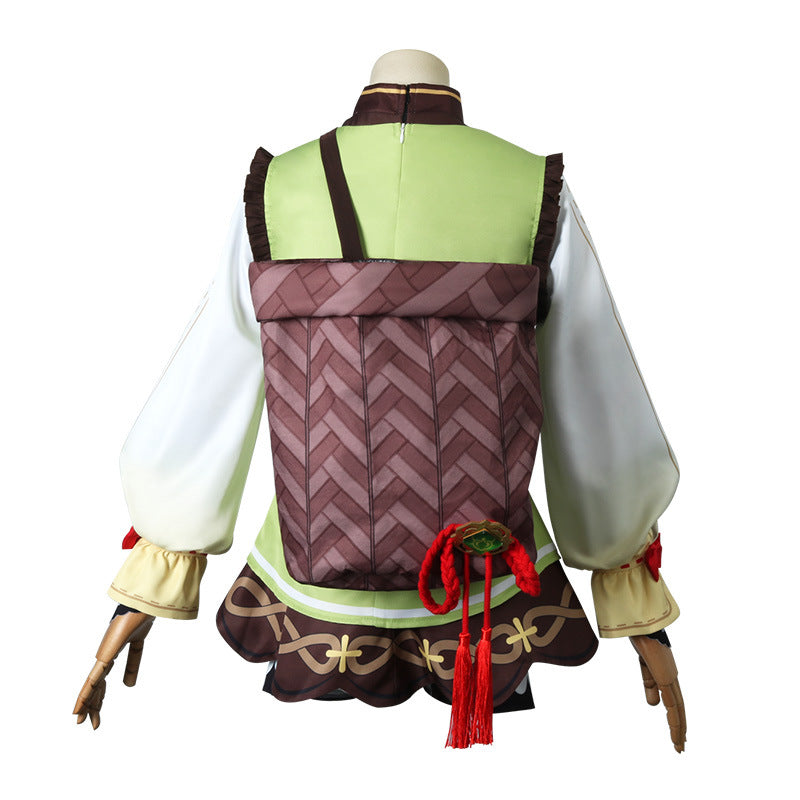 Genshin Impact Yaoyao Costume Full Set+Wigs+Boots+Basket+Dolls Halloween Carnival Whole Set Costume Outfit For Kids and Adults
