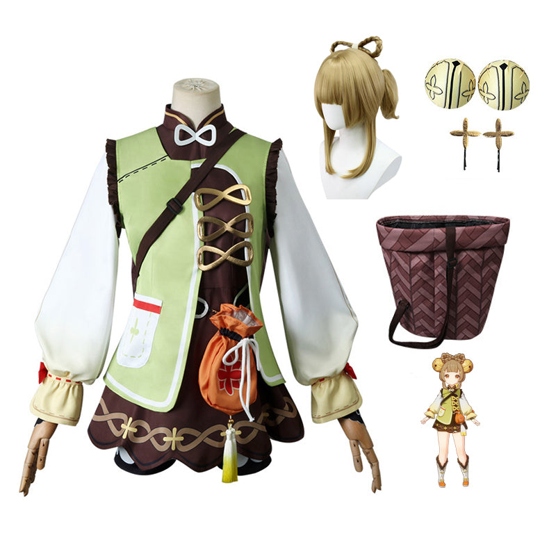 Genshin Impact Yaoyao Cosplay Kids and Adults Costume With Back Basket Halloween Carnival Cosplay Ouftit