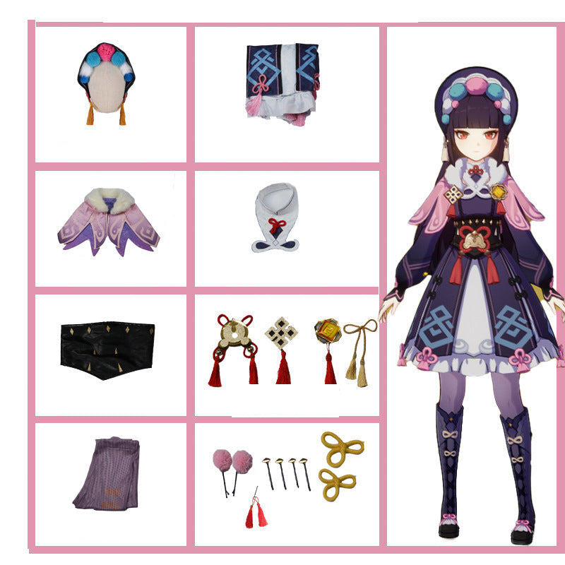Genshin Impact Yun Jin Cosplay Costume Set With Wigs Halloween Full Set Costume Outfit