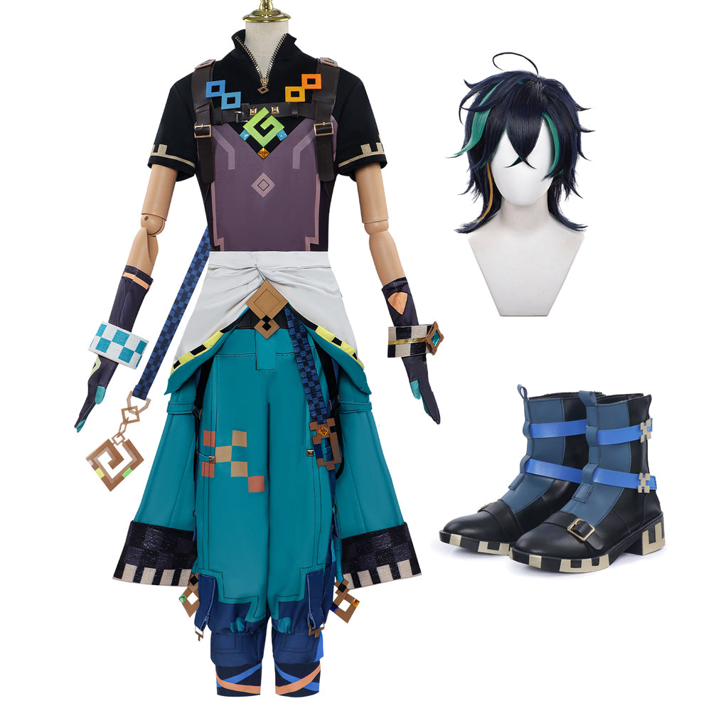 Genshin Impact Kinich Costume +Wigs+Boots Whole Set Halloween Cosplay Outfit