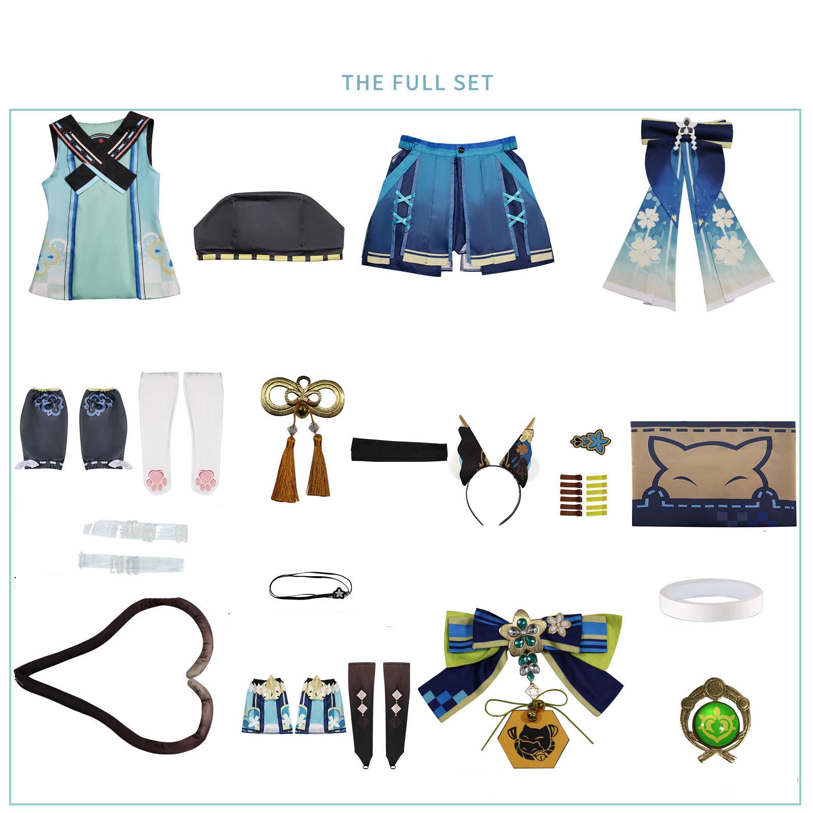 Genshin Impact Kirara Costume+Wigs+Boots Halloween Carnival Costume Set