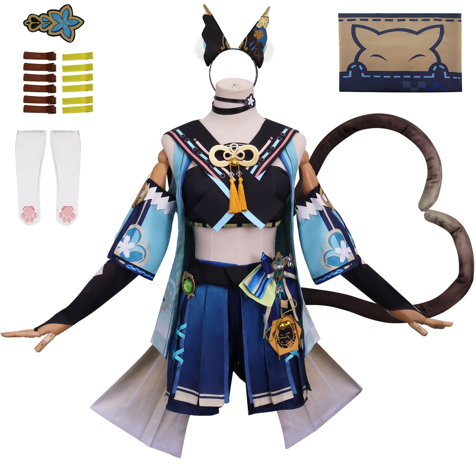 Genshin Impact Kirara Costume+Wigs+Boots Halloween Carnival Costume Set