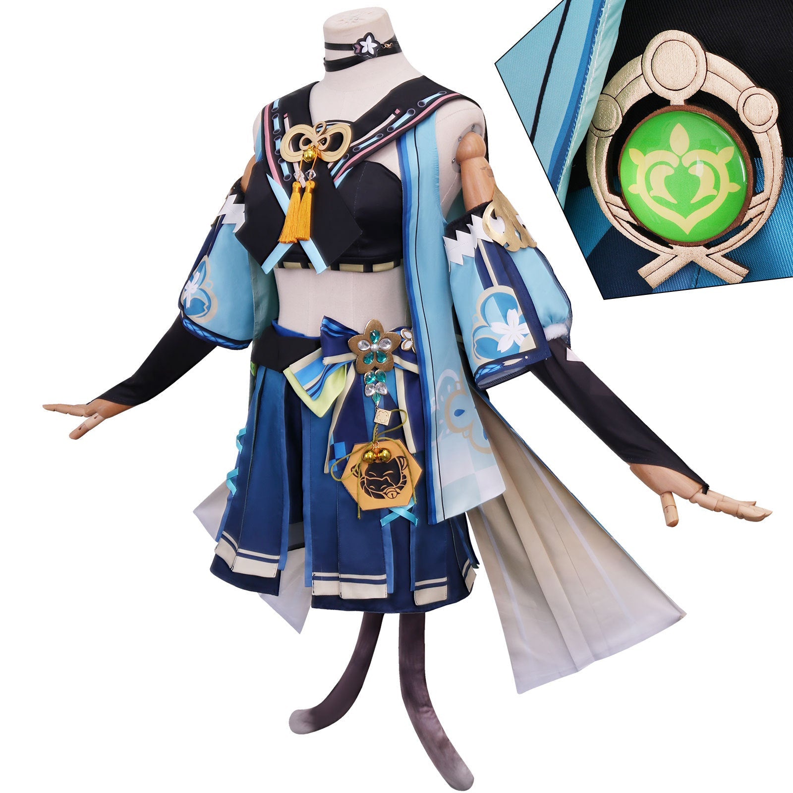 Genshin Impact Kirara Costume+Wigs+Boots Halloween Carnival Costume Set