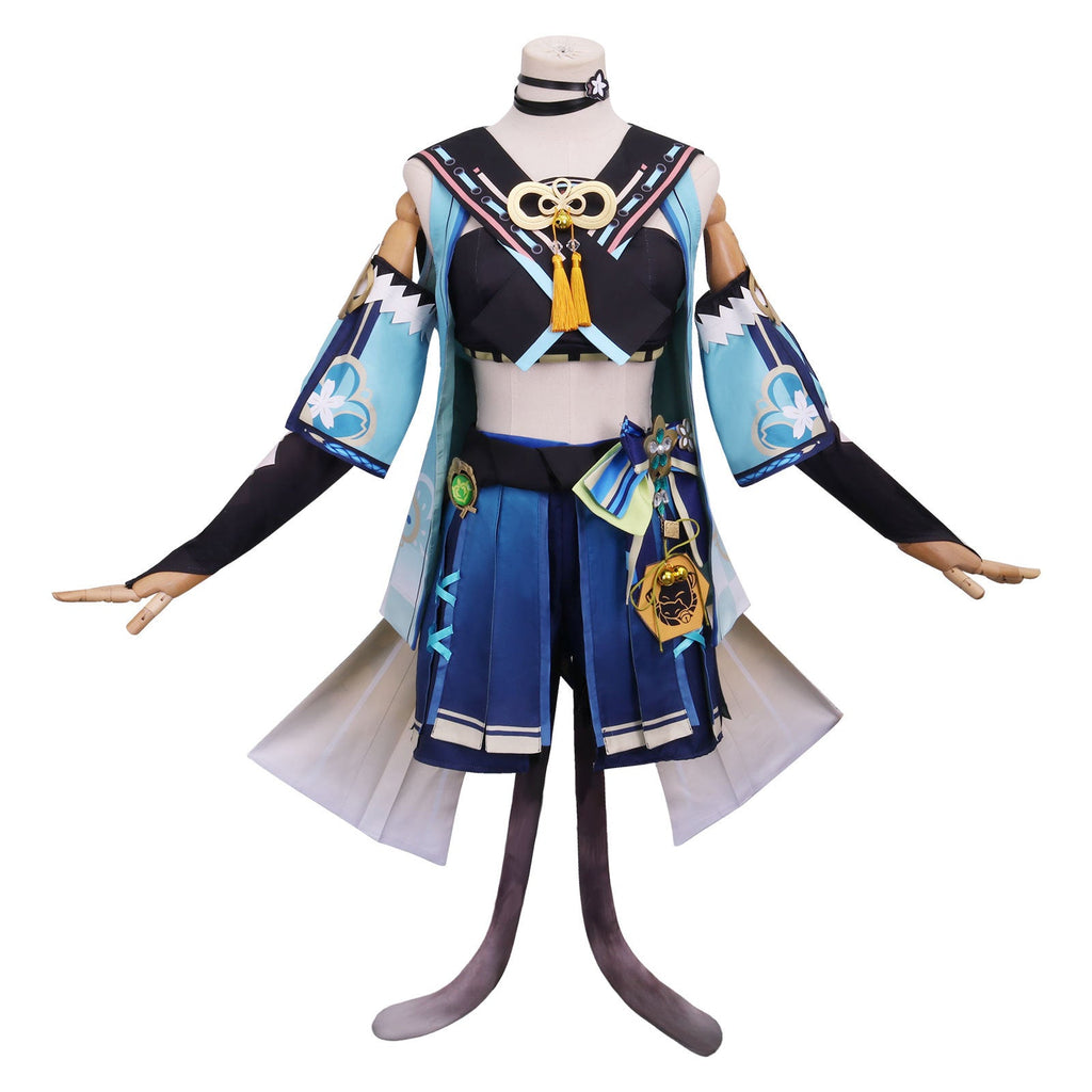 Genshin Impact Kirara Costume+Wigs+Boots Halloween Carnival Costume Set
